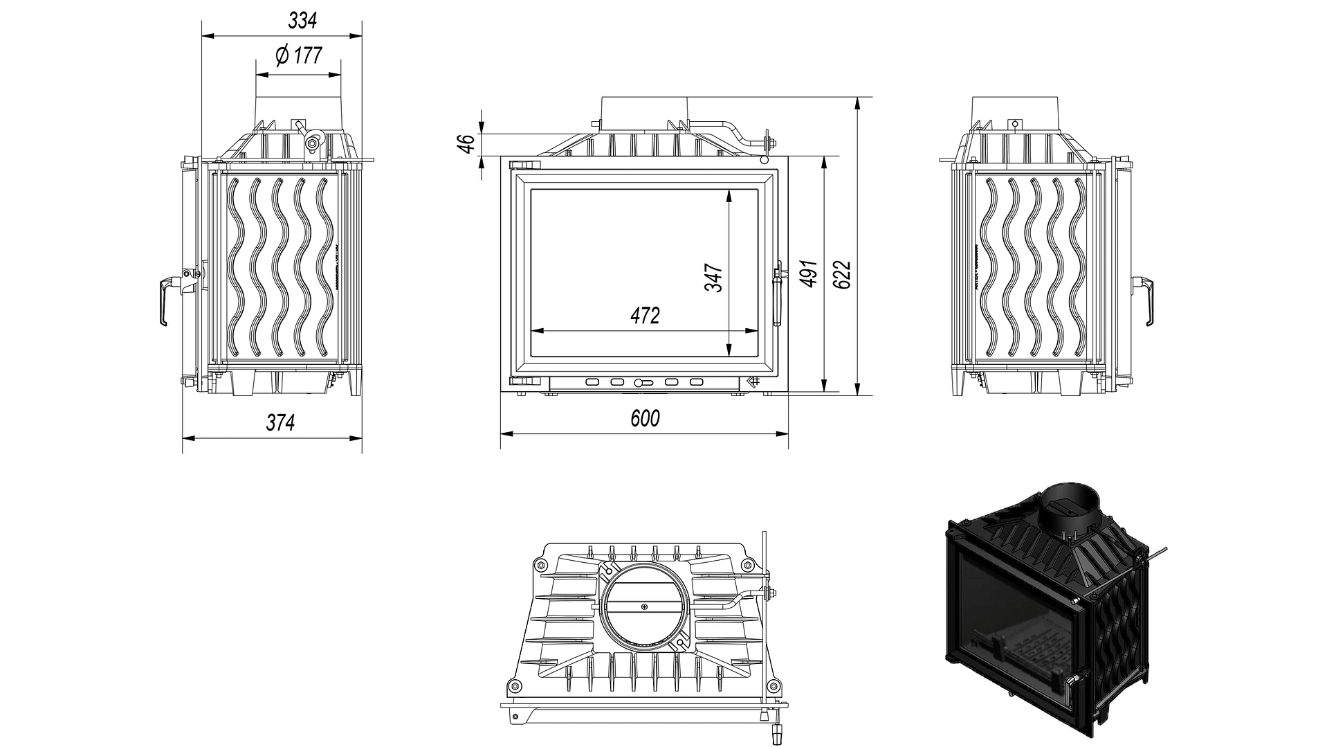 Cast Iron Fireplace ANTEK 10 KW Ø 180 - Image 4