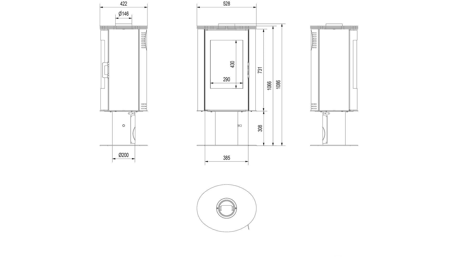 WOOD BURNING STEEL PEDESTAL STOVE AB Ø 150 8 KW - Image 4
