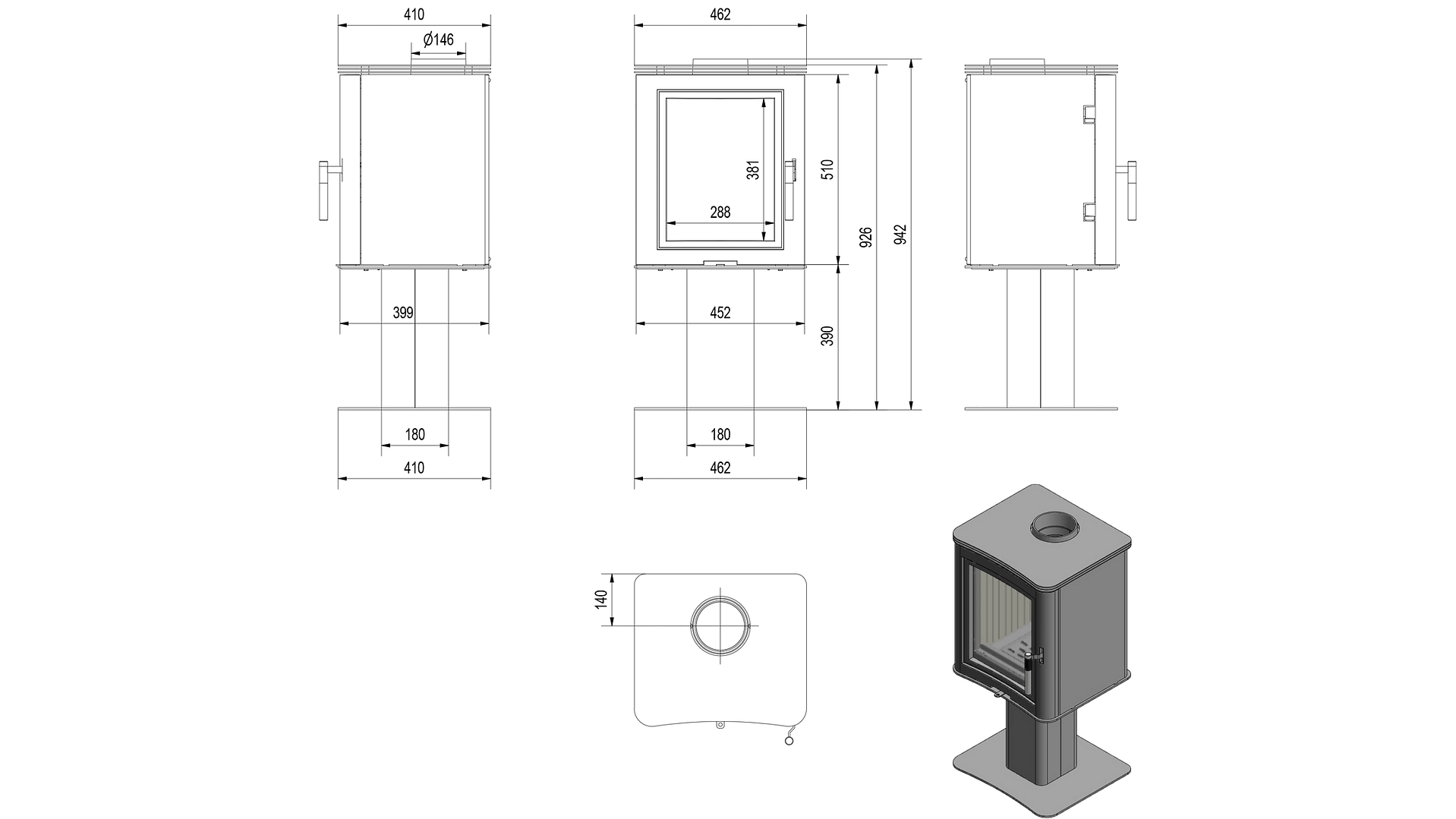 WOOD BURNING STEEL STOVE K5 Ø 150 7 KW - Image 4