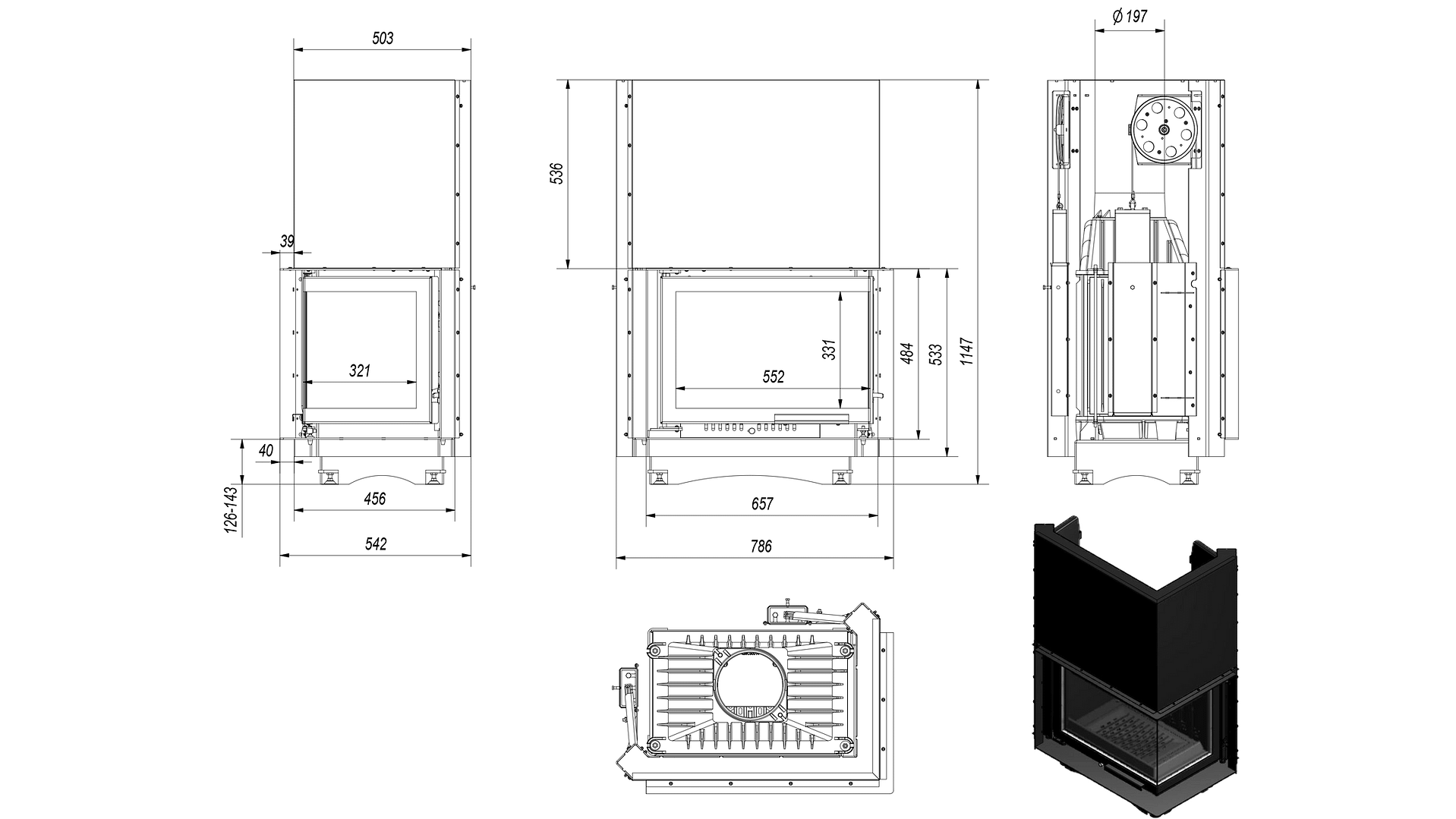 CAST IRON FIREPLACE MAJA RIGHT-SIDED 8 KW Ø 200 LIFT-UP - Image 5