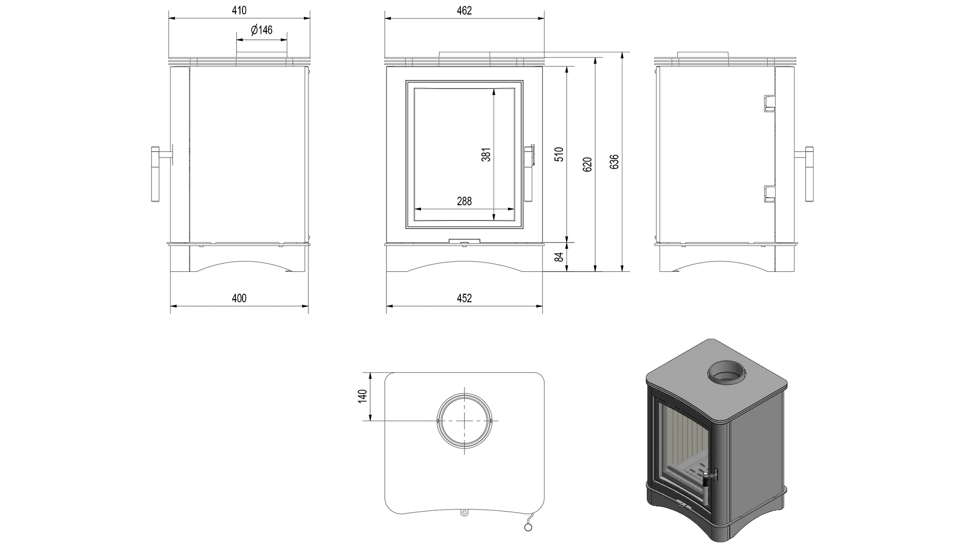 WOOD BURNING STEEL STOVE K5 Ø 150 7 KW - Image 5