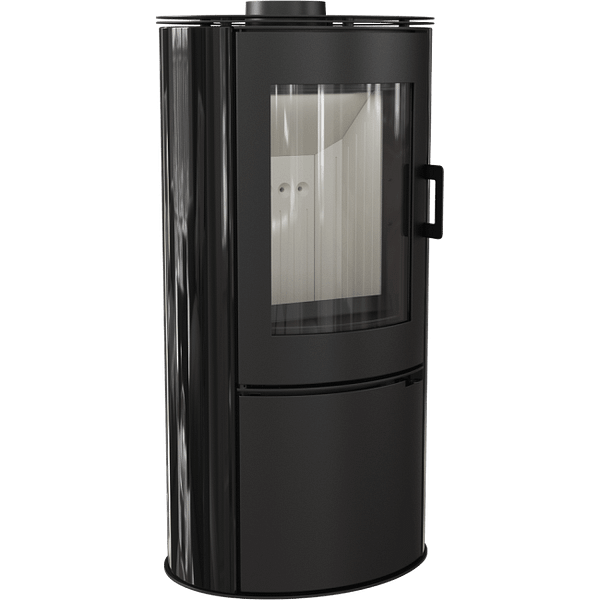 Wood burning steel tiled stove AB Ø 150 8 kW black/red/white