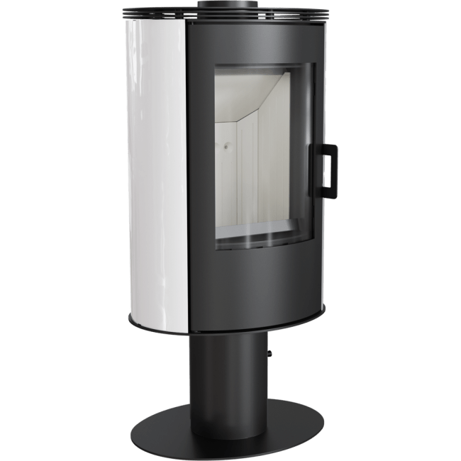 Wood burning steel tiled pedestal stove AB Ø 150 8 kW red/white/black - Image 5