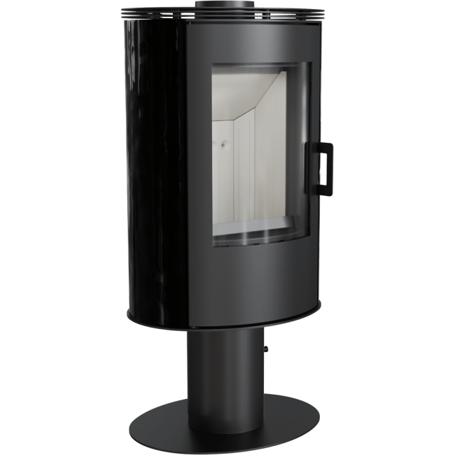 Wood burning steel tiled pedestal stove AB Ø 150 8 kW red/white/black - Image 4