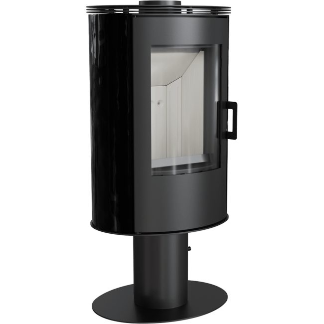 Wood burning steel tiled pedestal stove AB Ø 150 8 kW red/white/black