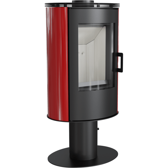Wood burning steel tiled pedestal stove AB Ø 150 8 kW red/white/black - Image 9