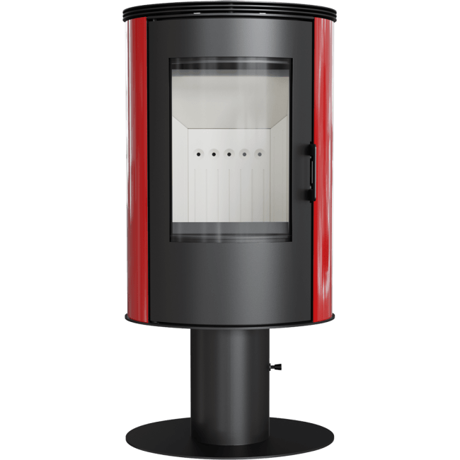 Wood burning steel tiled pedestal stove AB Ø 150 8 kW red/white/black - Image 10