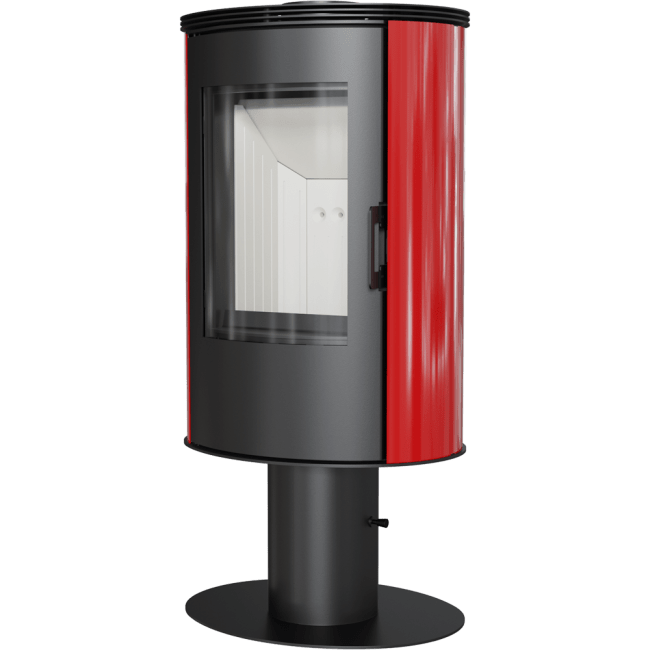 Wood burning steel tiled rotary stove AB Ø 150 8 kW black/red - Image 7