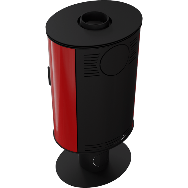 Wood burning steel tiled rotary stove AB Ø 150 8 kW black/red - Image 8