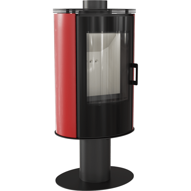 Wood burning steel tiled rotary stove AB Glass Ø 150 8 kW black/red/white - Image 5