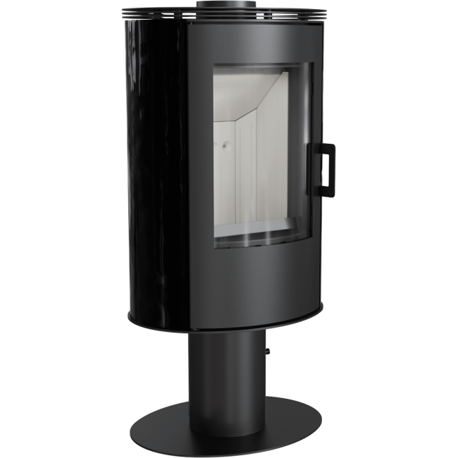 Wood burning steel tiled rotary stove AB Ø 150 8 kW black/red