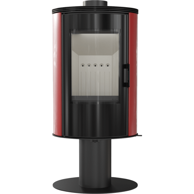 Wood burning steel tiled rotary stove AB Glass Ø 150 8 kW black/red/white - Image 6