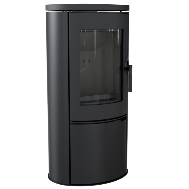 Wood burning steel-cast iron stove AB Ø 150 8 kW BLACK