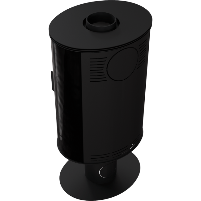 Wood burning steel tiled rotary stove AB Ø 150 8 kW black/red - Image 4