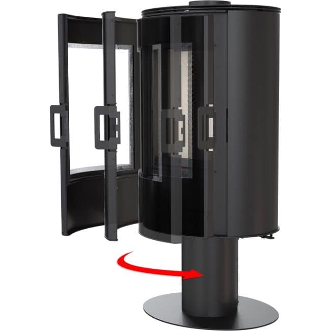 Wood burning steel self closing rotary stove AB Glass Ø 150 8 kW - Image 5
