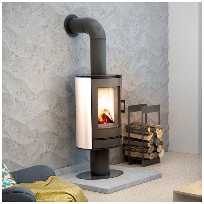 Wood burning steel tiled pedestal stove AB Ø 150 8 kW - Image 5