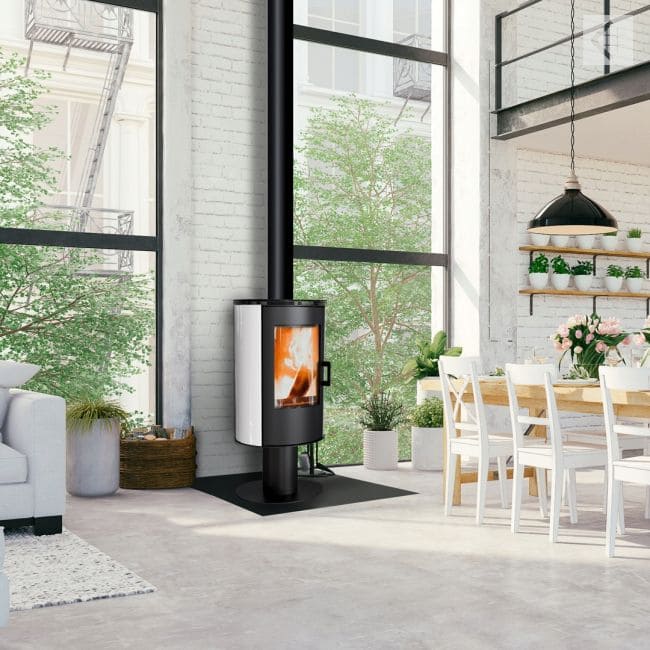 Wood burning steel tiled pedestal stove AB Ø 150 8 kW - Image 4