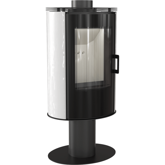 Wood burning steel tiled rotary stove AB Glass Ø 150 8 kW black/red/white - Image 9