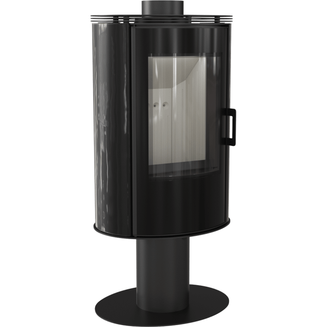 Wood burning steel tiled rotary stove AB Glass Ø 150 8 kW black/red/white